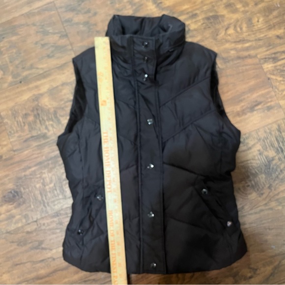 Esprit Y2K brown puffer vest pockets high neck, hidden hood, button/zip close, M - Picture 8 of 16
